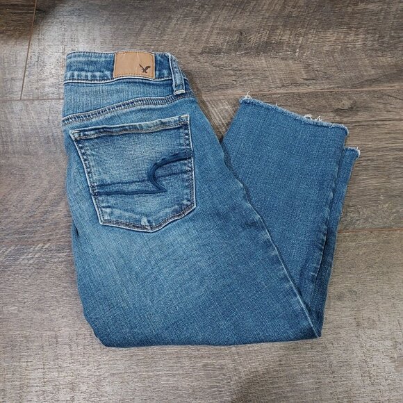 Farmcore American Eagle Outfitters Super Stretch Skinny Jeans Custom Cut Off - Picture 2 of 8